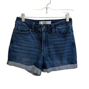 Hollister California Women Blue Denim Curvy High Rise Shorts Size 9 8 W29